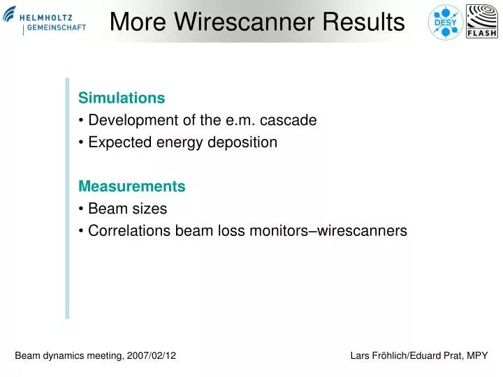 more wirescanner results