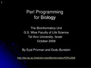 Perl Programming for Biology