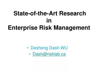 State-of-the-Art Research in Enterprise Risk Management