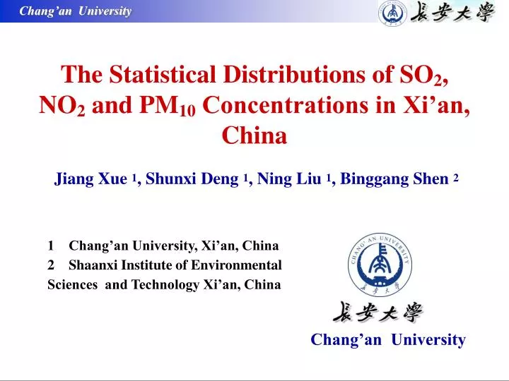 the statistical distributions of so 2 no 2 and pm 10 concentrations in xi an china