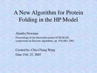 A New Algorithm for Protein Folding in the HP Model