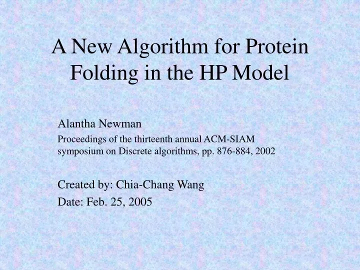a new algorithm for protein folding in the hp model