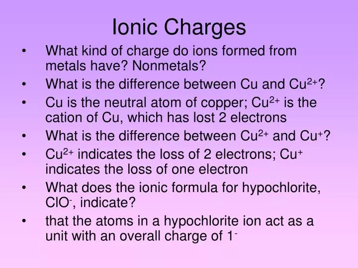 ionic charges