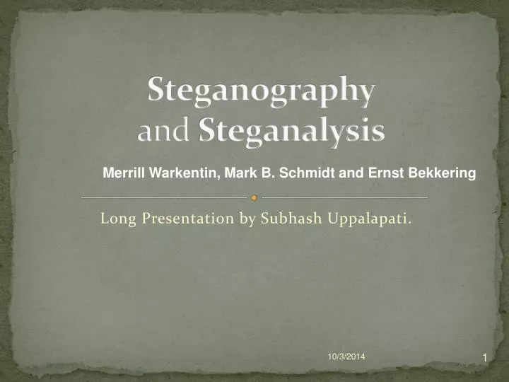 steganography and steganalysis