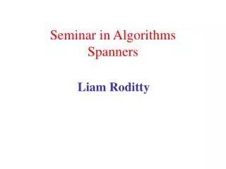 Seminar in Algorithms Spanners