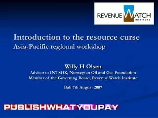 Introduction to the resource curse Asia-Pacific regional workshop