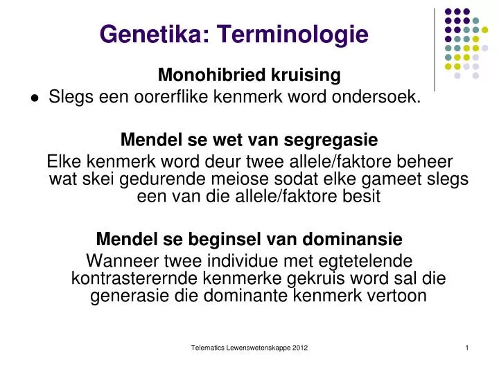 genetika terminologie