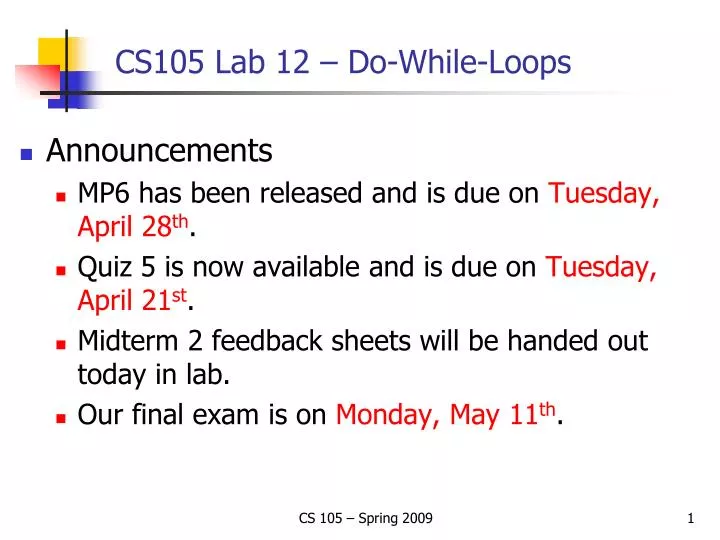 cs105 lab 12 do while loops