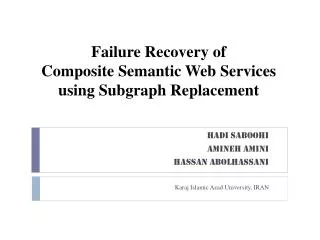 Failure Recovery of Composite Semantic Web Services using Subgraph Replacement