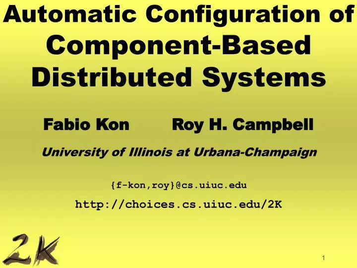 automatic configuration of component based distributed systems