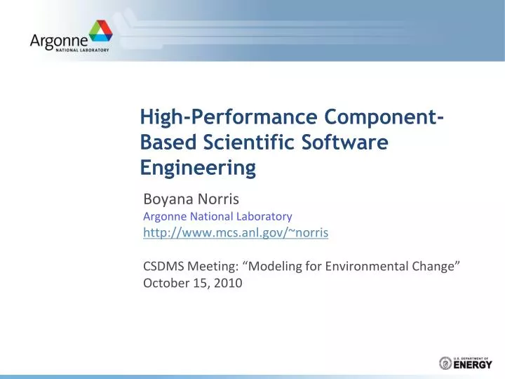 high performance component based scientific software engineering