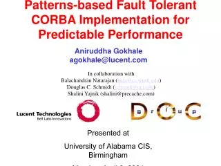 Patterns-based Fault Tolerant CORBA Implementation for Predictable Performance