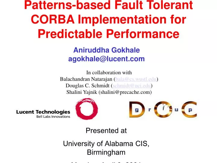 patterns based fault tolerant corba implementation for predictable performance