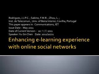 enhancing e learning experience with online social networks