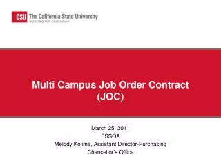 Multi Campus Job Order Contract (JOC)