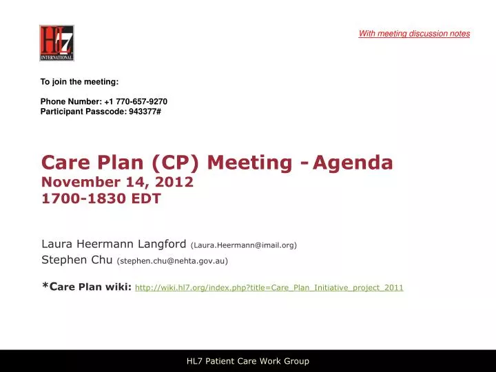 care plan cp meeting agenda november 14 2012 1700 1830 edt
