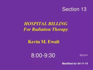 HOSPITAL BILLING For Radiation Therapy