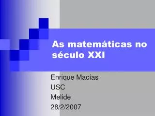 as matem ticas no s culo xxi