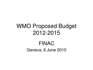 WMO Proposed Budget 2012-2015