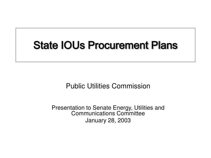 state ious procurement plans
