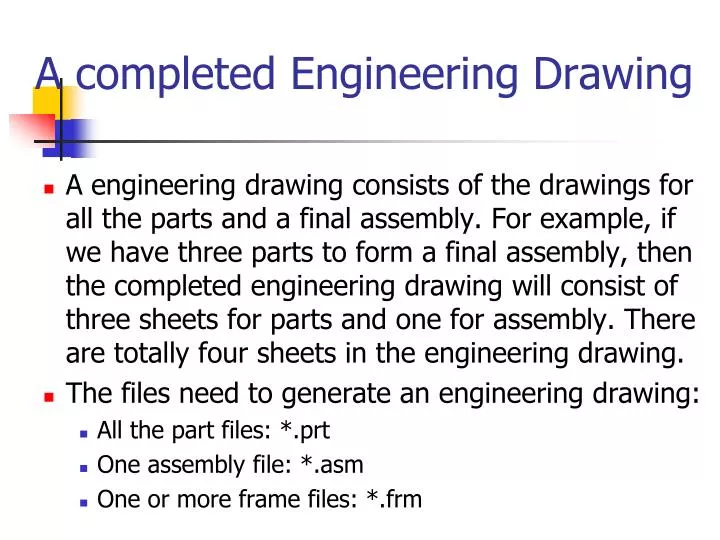 a completed engineering drawing