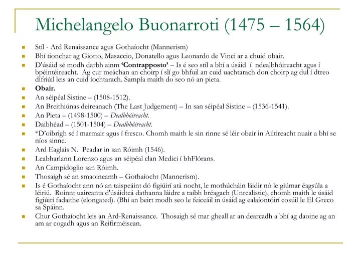 michelangelo buonarroti 1475 1564