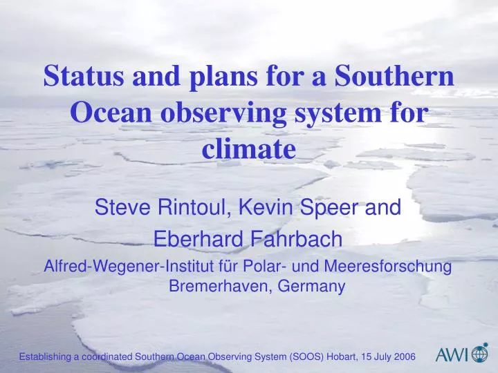 status and plans for a southern ocean observing system for climate