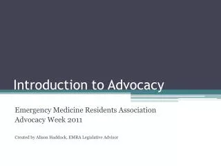 Introduction to Advocacy