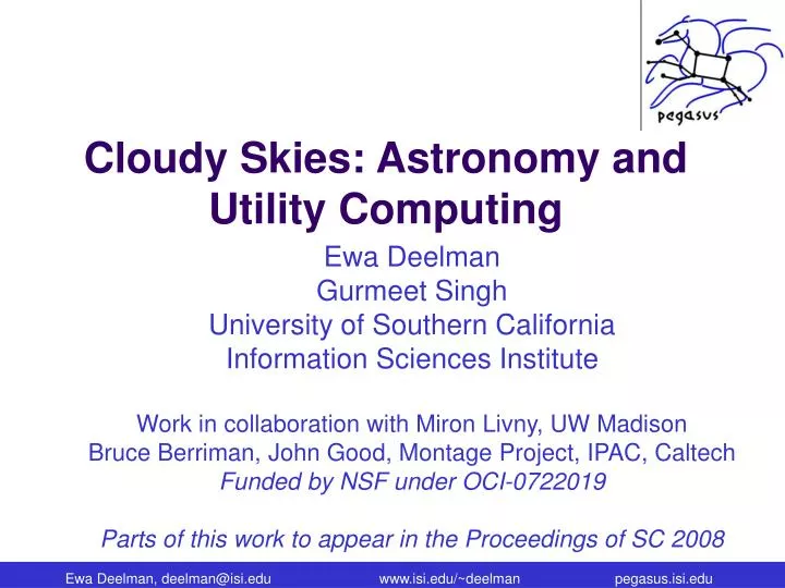 cloudy skies astronomy and utility computing