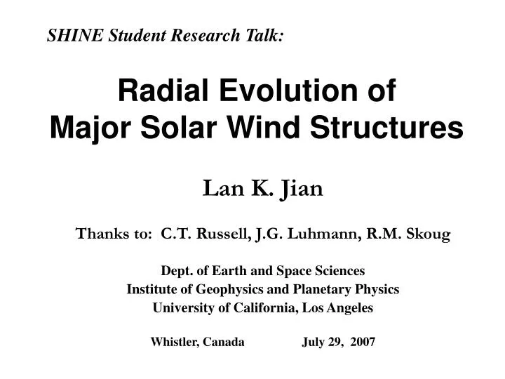 radial evolution of major solar wind structures