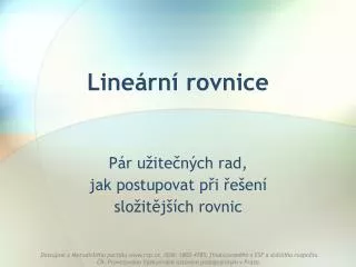 line rn rovnice