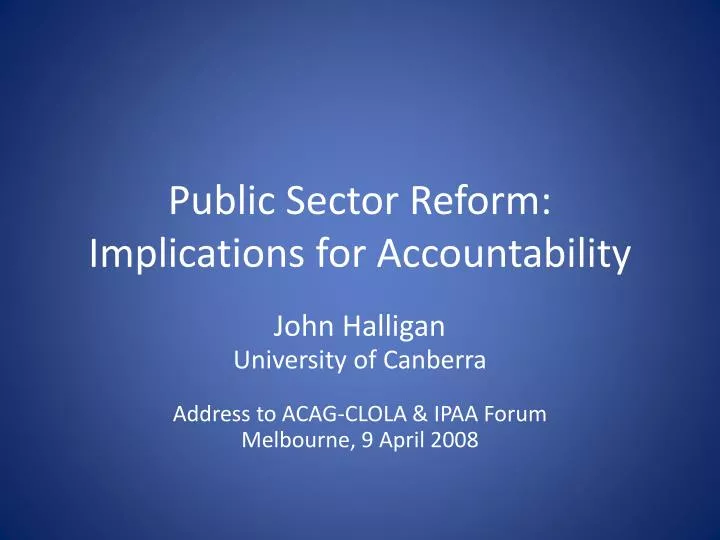 public sector reform implications for accountability