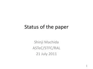 Status of the paper