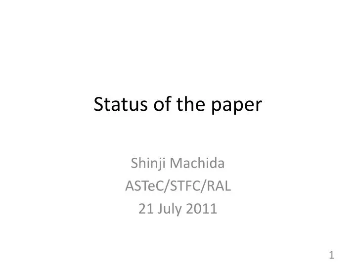 status of the paper