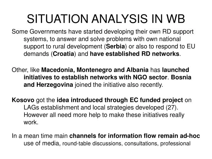 situation analysis in wb