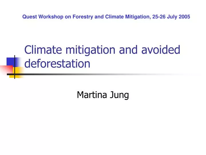 climate mitigation and avoided deforestation