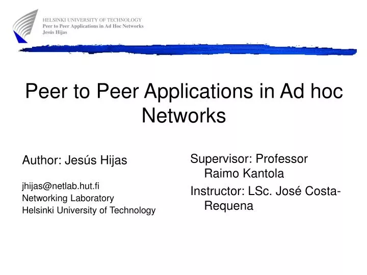 peer to peer applications in ad hoc networks