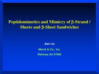 Peptidomimetics and Mimicry of b -Strand / Sheets and b -Sheet Sandwiches