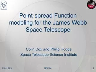 Point-spread Function modeling for the James Webb Space Telescope