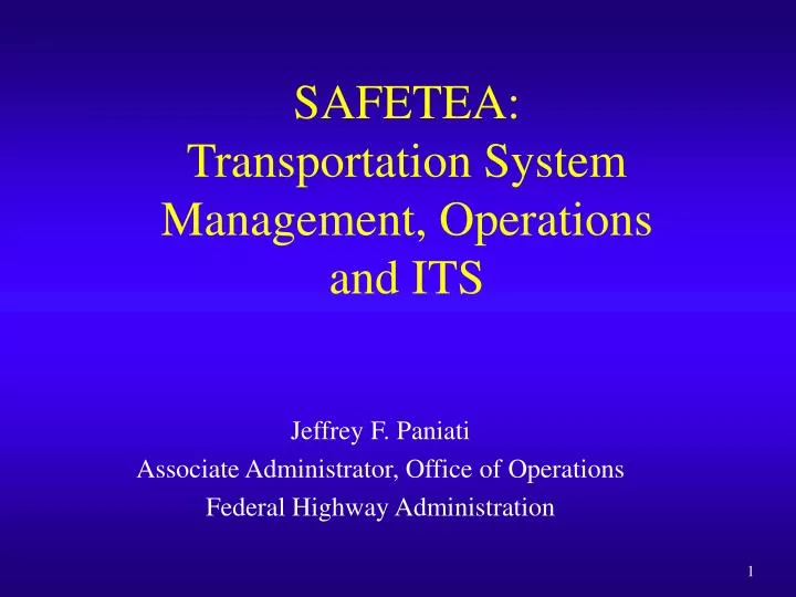 safetea transportation system management operations and its