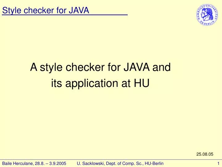 a style checker for java and its application at hu
