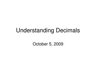 understanding decimals