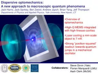 Dispersive optomechanics: A new approach to macroscopic quantum phenomena