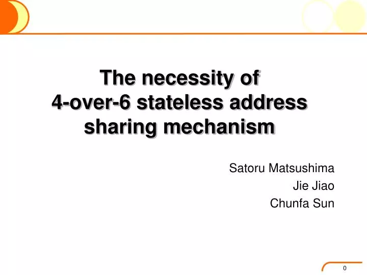 the necessity of 4 over 6 stateless address sharing mechanism