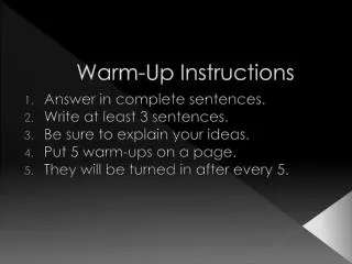 Warm-Up Instructions