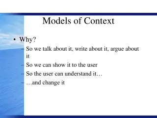 Models of Context