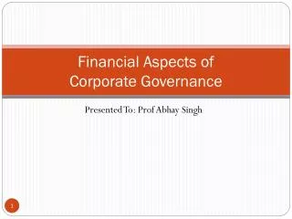 Financial Aspects of Corporate Governance