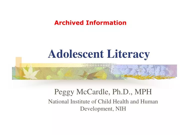 adolescent literacy