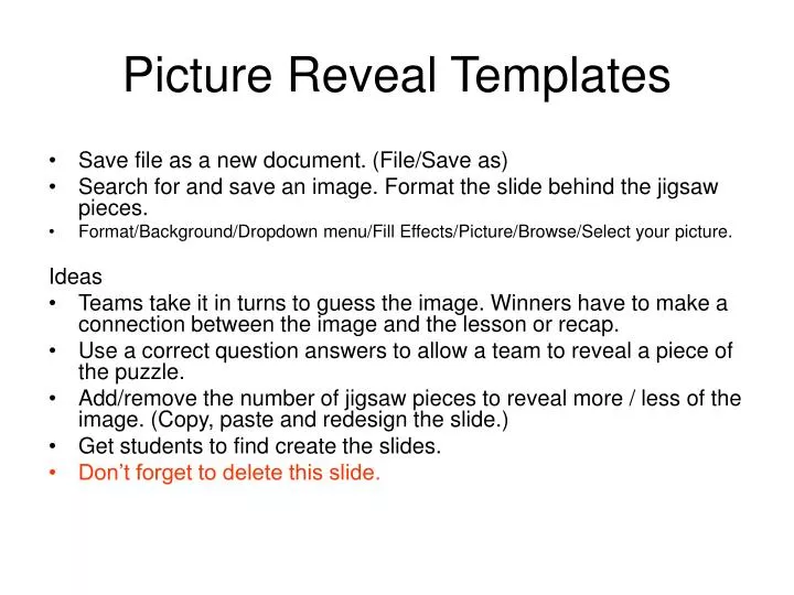 picture reveal templates