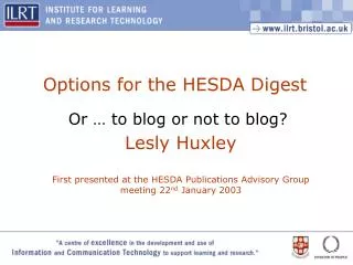 Options for the HESDA Digest